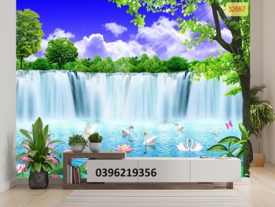 Gạch 3D thác nước đẹp trang trí