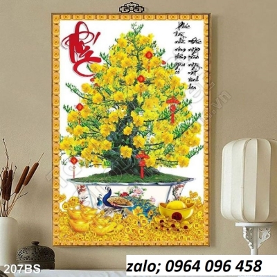 Tranh cây mai 3d - tranh gạch 3d cây mai - 777C0
