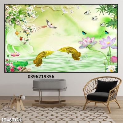 Tranh hoa sen đẹp trang trí 3D