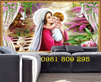Tranh 3d  đức mẹ maria , gạch tranh