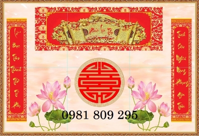 Gạch tranh câu thơ phòng thờ HSG8988