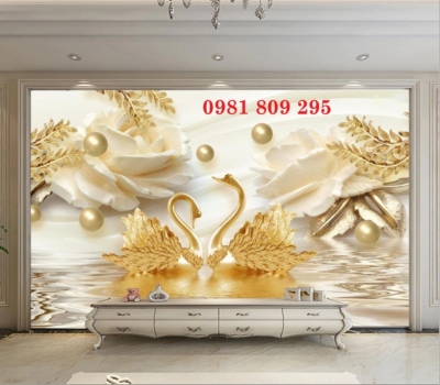 Tranh 3d gạch ốp tường tranh thiên nga , gạch tranh