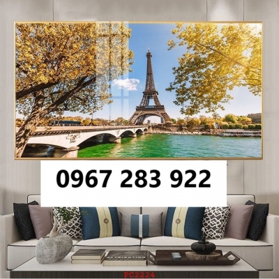 Gạch tranh 3d cảnh mùa thu lá vàng
