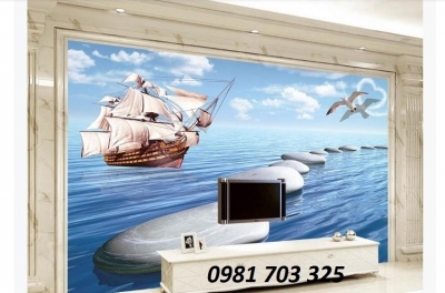 Tranh gạch men 3D thuận buồm xuôi gió