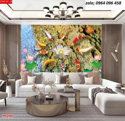 Tranh gạch 3d cửu ngư quần hội - 9555XN