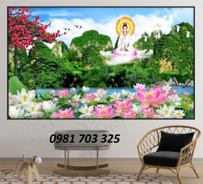 tranh gạch hoa sen 3D- tranh trang trí tường