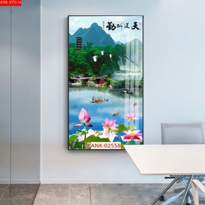 Gạch tranh 3d ốp tường phong cảnh khổ đứng - XDC21