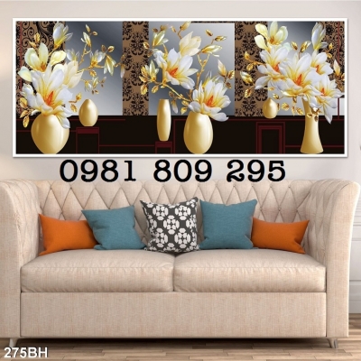 Tranh gạch 3d bình hoa ốp phòng bếp