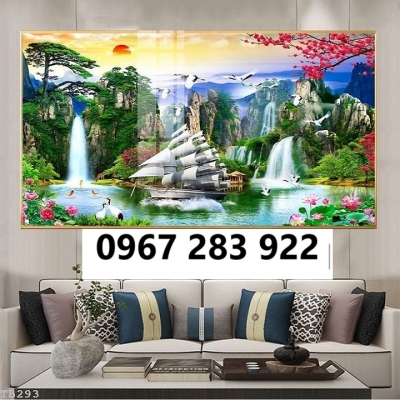 Gạch tranh 3d thuyền buồm ốp tường