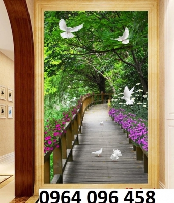 Tranh gạch 3d con đường hàng cây - 333SM