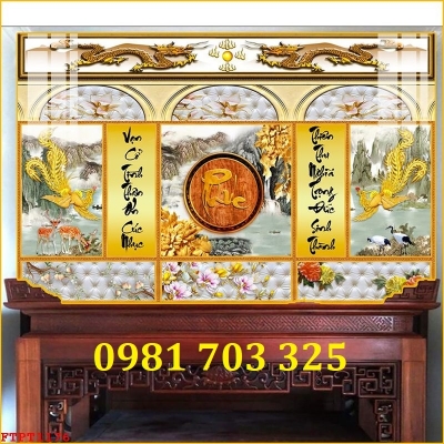 Tranh gạch phòng thờ dán tường