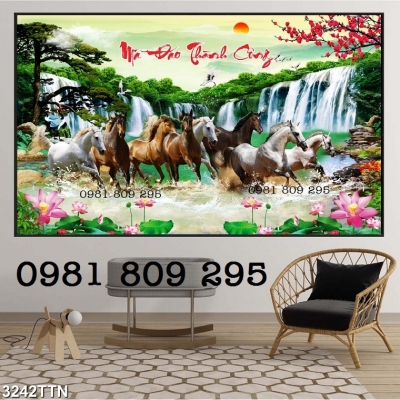 mẫu gạch tranh Mã Đáo Thành Công 3d