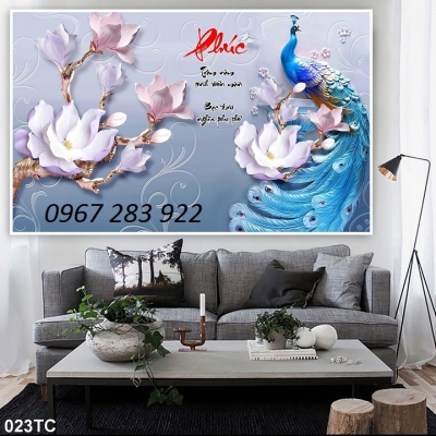 Gạch men 3d ốp tường chim công nghệ thuật