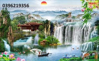 Tranh gạch đẹp 3d sơn thủy