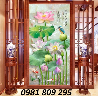 Tranh 3d chim công hoa ngọc vàng- gạch tranh