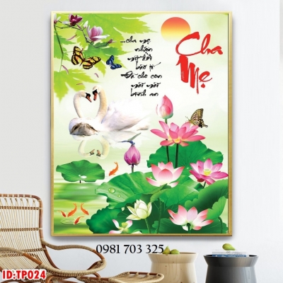 Tranh gạch 3D có câu thơ mẹ cha