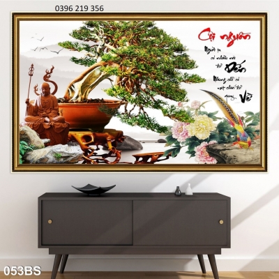 Tranh gạch trang trí phòng khách - Tranh Cây Bonsai