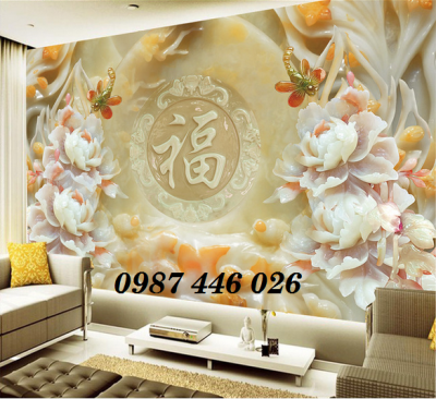 Gạch tranh hoa 3d giả ngọc HP02383