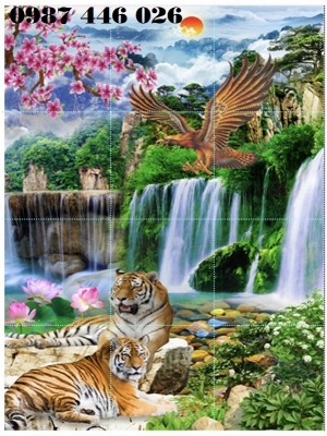 Tranh gạch men long hổ tranh đấu HP722