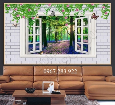 Gạch 3D- Tranh phong cảnh cửa sổ