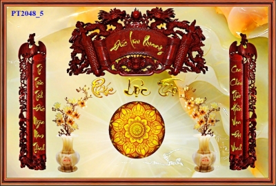 Gạch tranh 3D - phòng thờ gia tiên