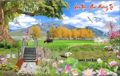 Gạch tranh 3D- tranh vườn hoa