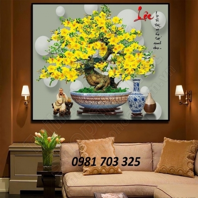 Tranh gạch 3d hoa mai trang trí