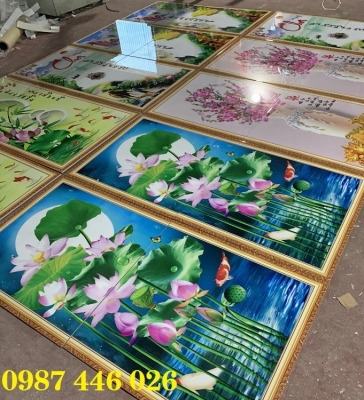 Gạch tranh 3d ốp tường phòng khách