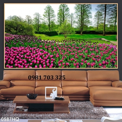 Gạch tranh vườn hoa đẹp ốp tường