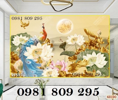 Mẫu tranh gạch ốp phòng khách con công GF9743