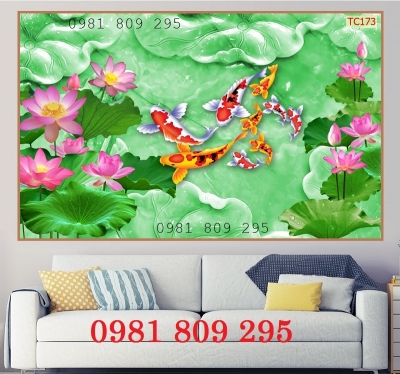Tranh gạch men ốp tường cá chép GF76