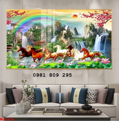 Tranh gạch , gạch ngựa ốp phòng khách HN888