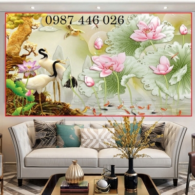 Tranh gạch men hoa sen 3d HP823