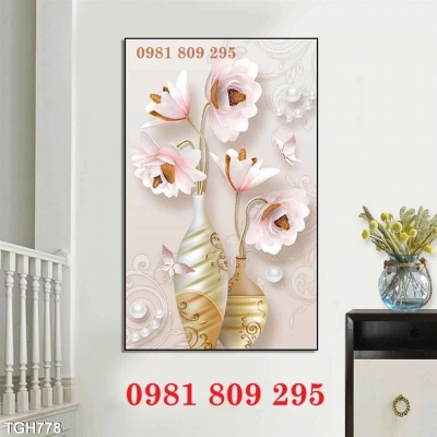 Tranh gạch trang trí 3d binh hoa sứ ngọc