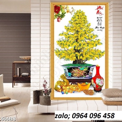 Tranh gạch 3d cây mai dán tường - NVM55