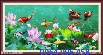 Tranh cá chép - gạch tranh cá chép 3d - GGV4