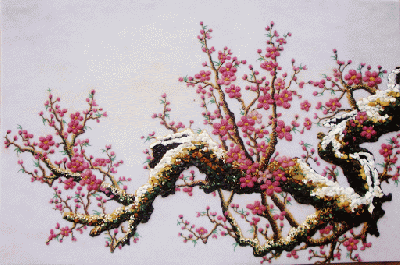 Tranh gạch 3d ốp tường cành đào - XCB8