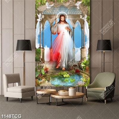 Tranh lòng thương xót CHúa, gạch men 3D trang trí