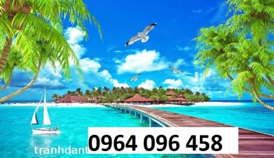 Tranh gạch 3d phong cảnh bờ biển - XDC3