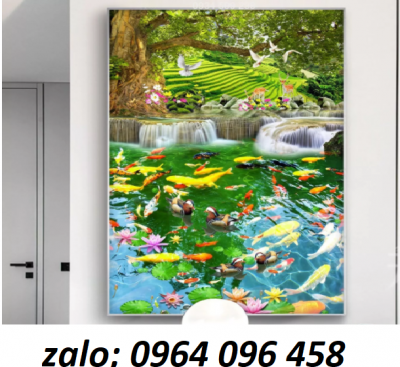 Tranh 3d phong thủy cá chép KMNB6