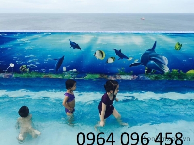Tranh gạch 3d ốp bể bơi - BXC42