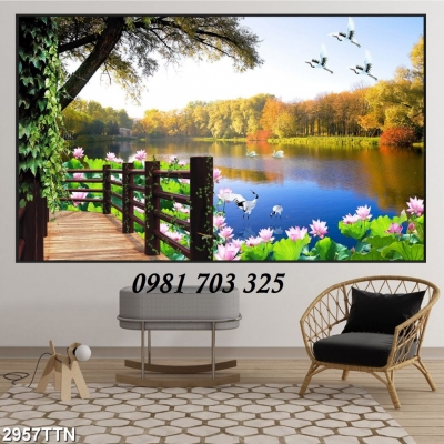 tranh 3D phòng khách, gạch tranh trang trí