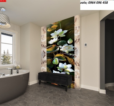 Tranh gạch men 3d mẫu hoa sen - GVV93
