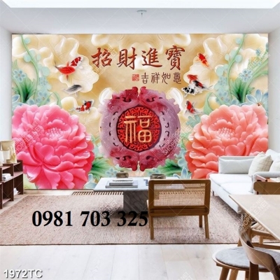 Tranh gạch mẫu đơn cao cấp trang trí