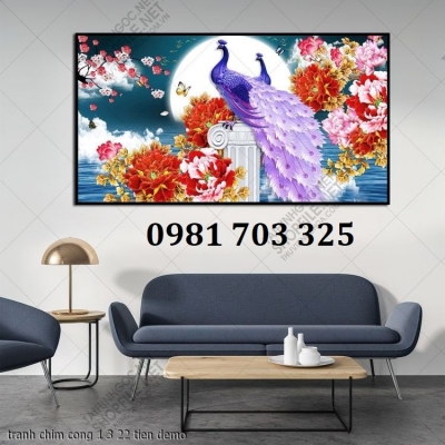 Gạch tranh đẹp chim công 3D trang trí