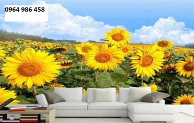 Tranh hoa hướng dương 3d - tranh gạch 3d hoa hướng dương - GFD43