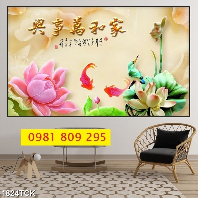Tranh gạch men hoa sen đẹp JP3258