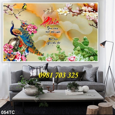 Tranh chim công 3D- gạch tranh trang trí