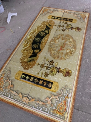 Tranh ốp tường phòng thờ- gạch men 3D