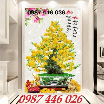 Tranh gạch men mai vàng HP9384`